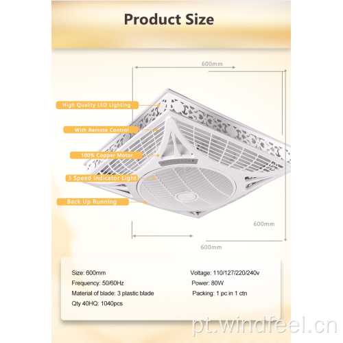 Super Ásia 60x60 Falso Caixa de Teto Fan sem LED Lights Controle Remoto